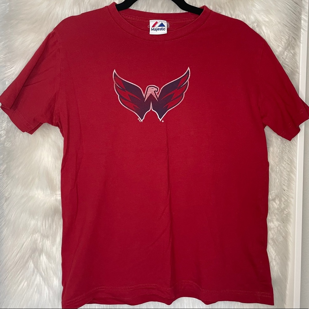 Majestic red capitals tee S/M worn in decal